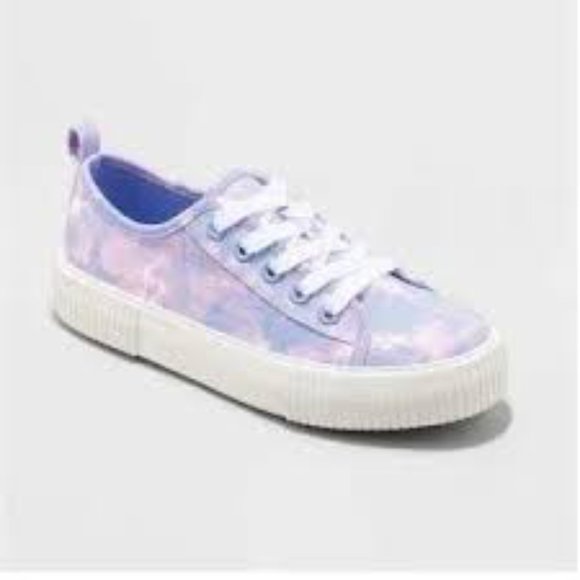 size six tie die purple and white sneakers - Picture 1 of 7